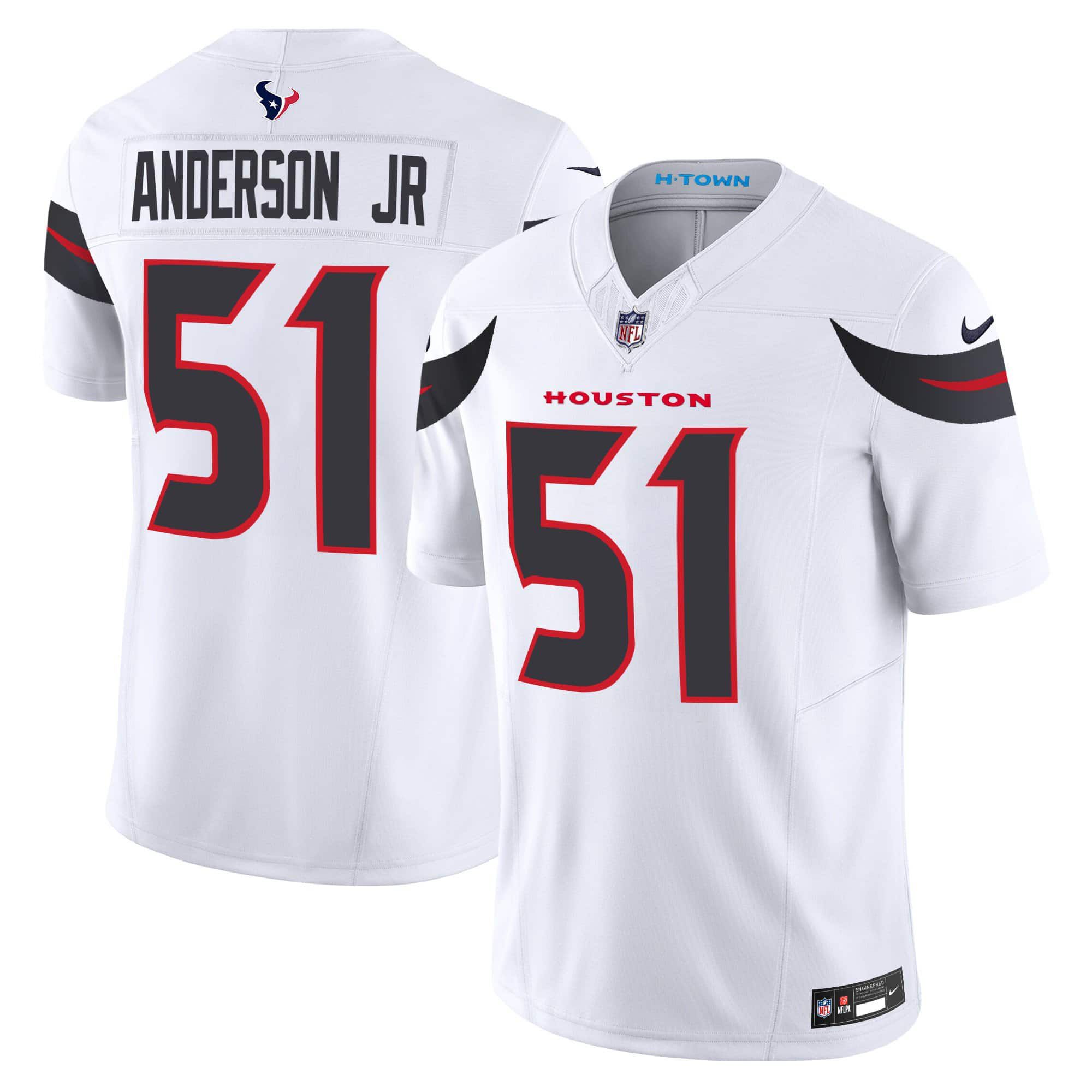 Men Houston Texans #51 Anderson jr White 2024 Nike Vapor Limited NFL Jersey